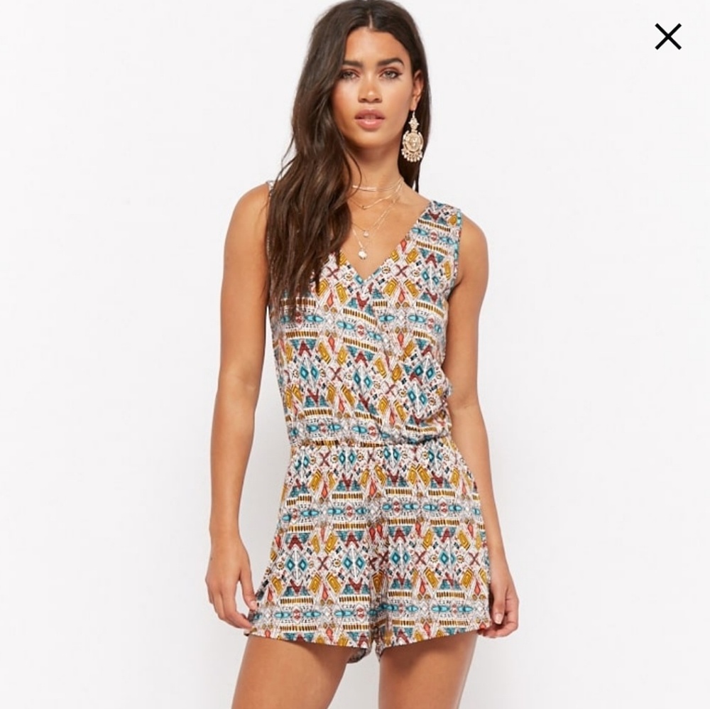 Surplice Geometric Romper